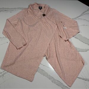 Bobeau pink one button wrap cardigan M